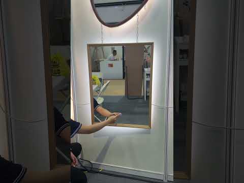 Fabricante de espejos iluminados con marco dorado para pedidos al por mayor