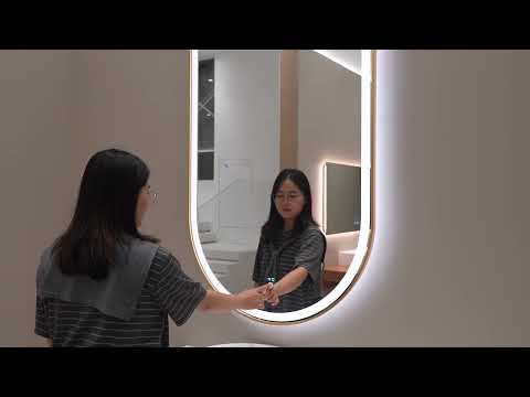 Pill-Shaped Aluminum-Framed LED Bathroom Mirror for Wholesale