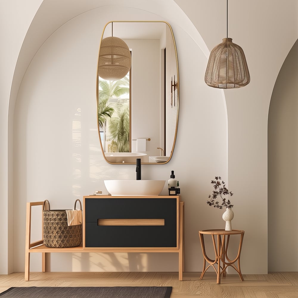 Organic Pill-Shaped Wall Mirror