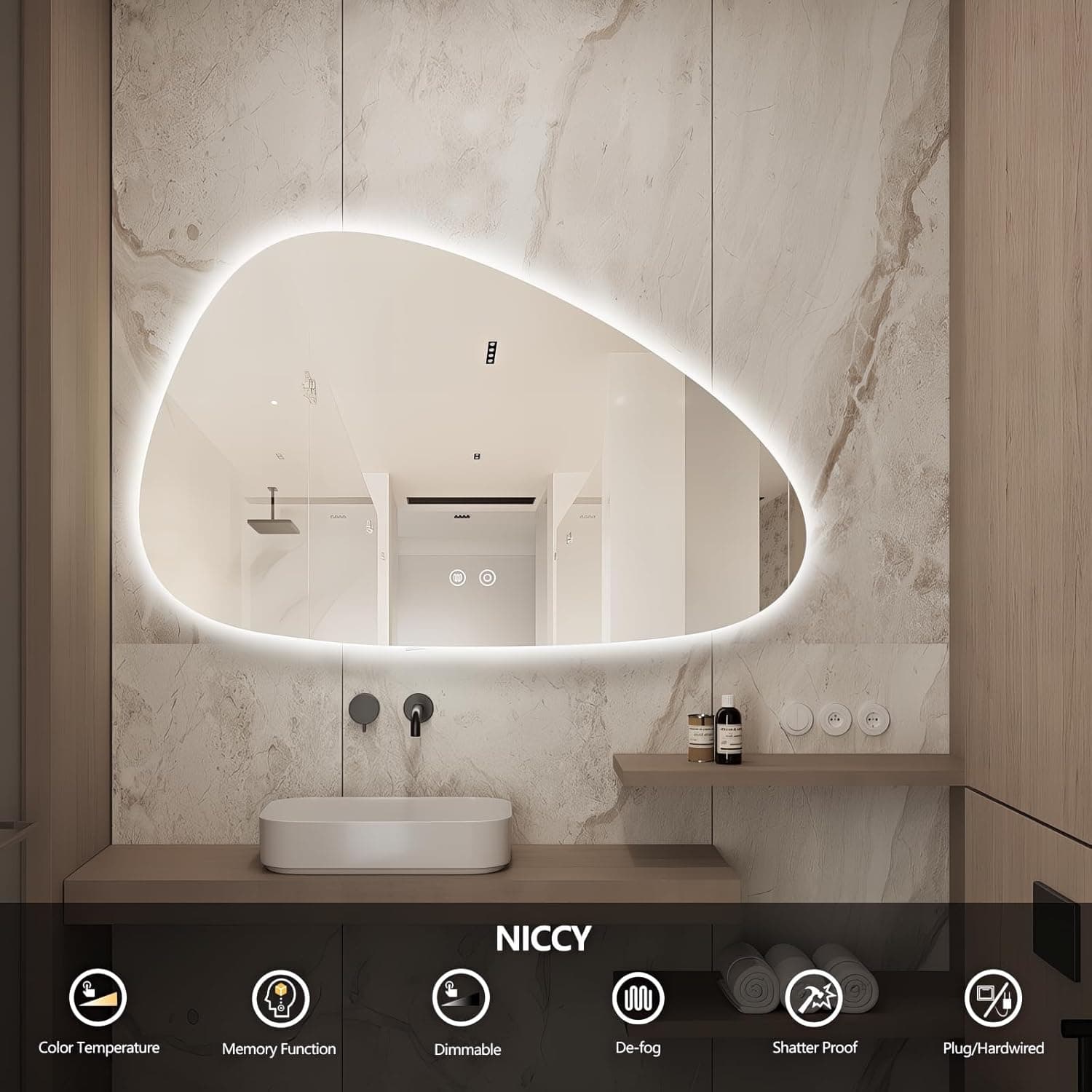 Asymmetrical LED MIirror