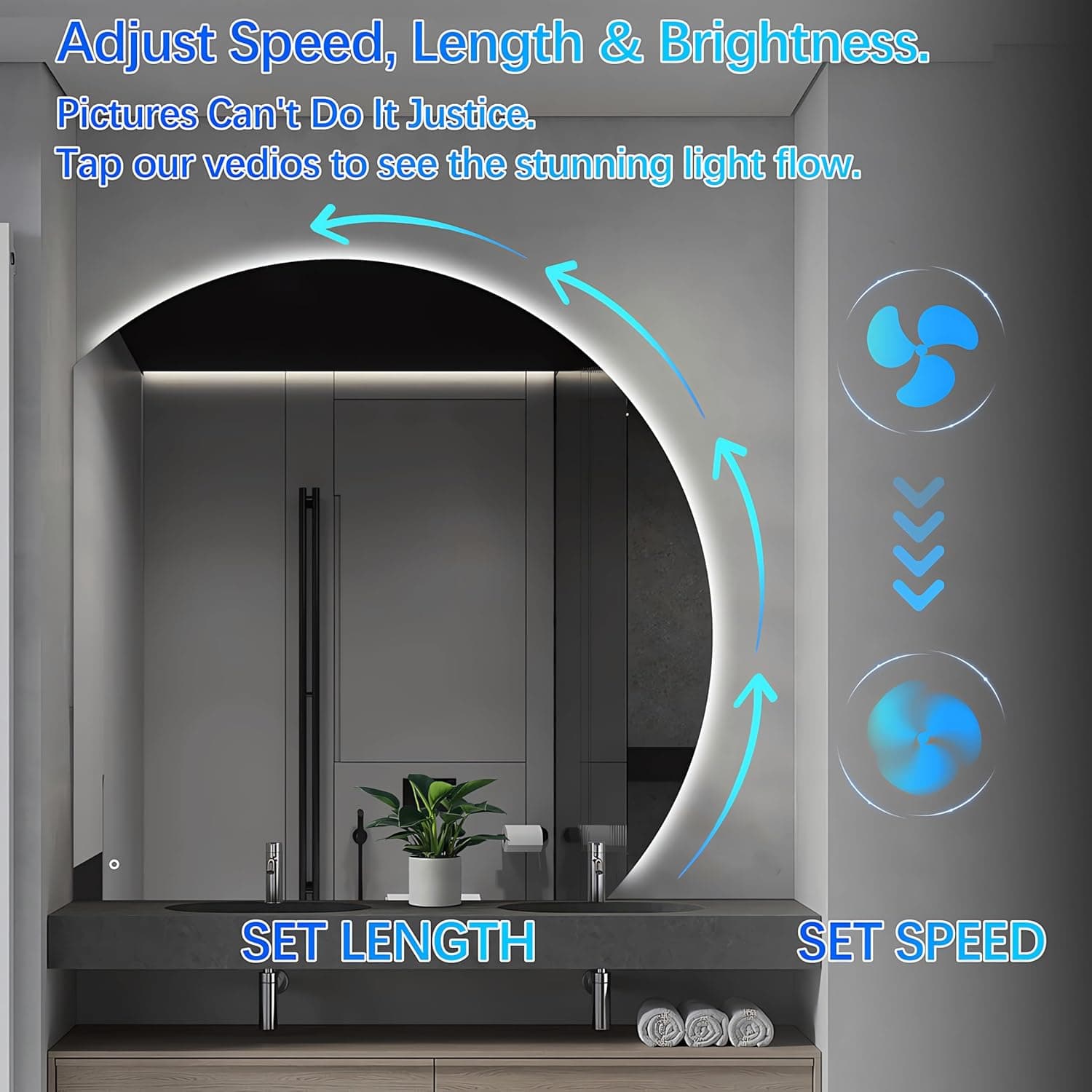מראת LED לאמבטיה בצורת ירח