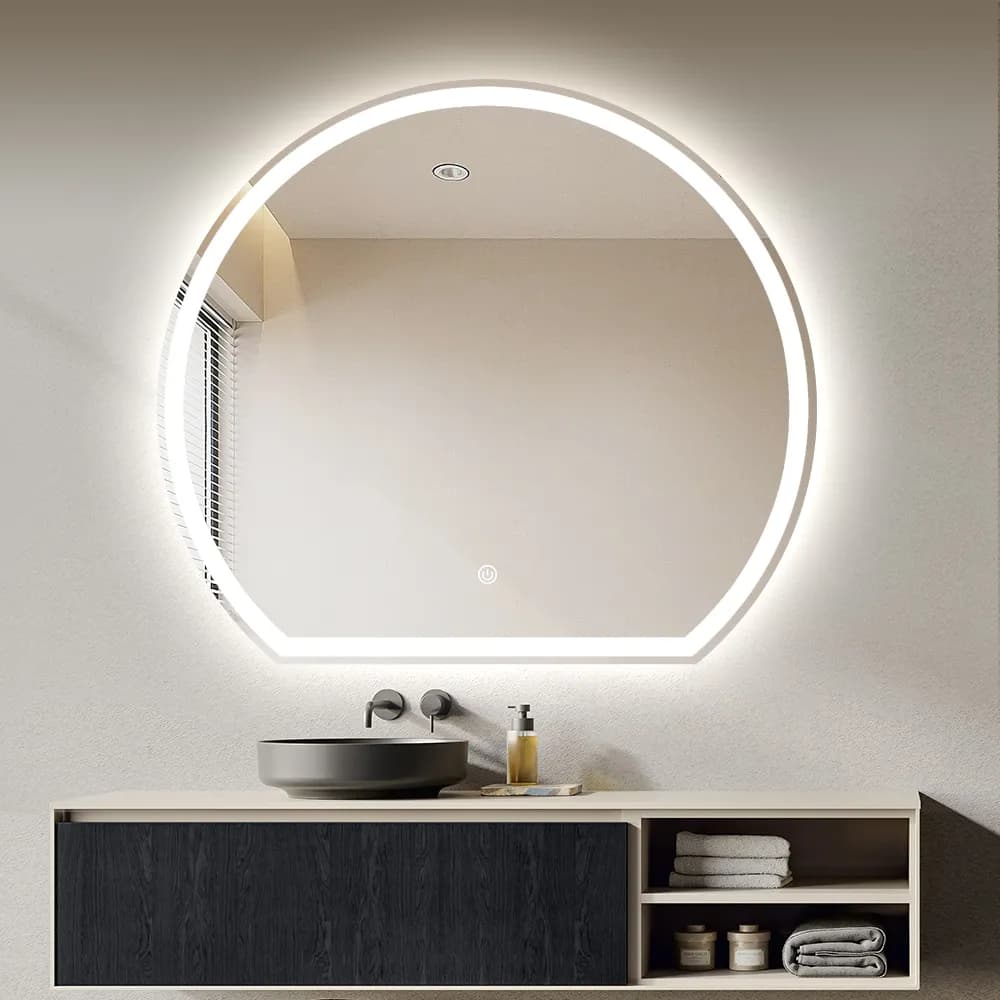 D-Shaped LED Bathroom Mirror