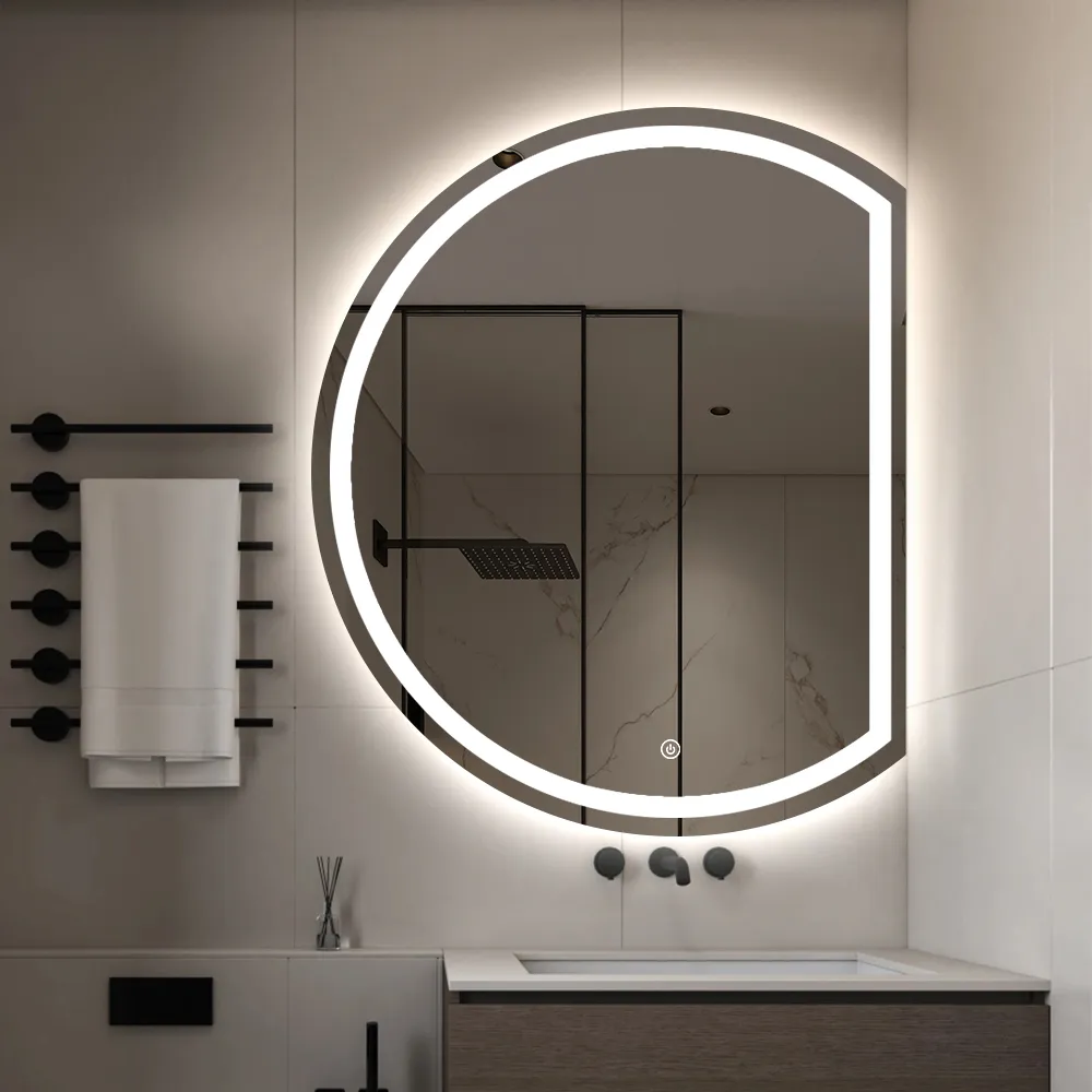 D-Shaped LED Bathroom Mirror