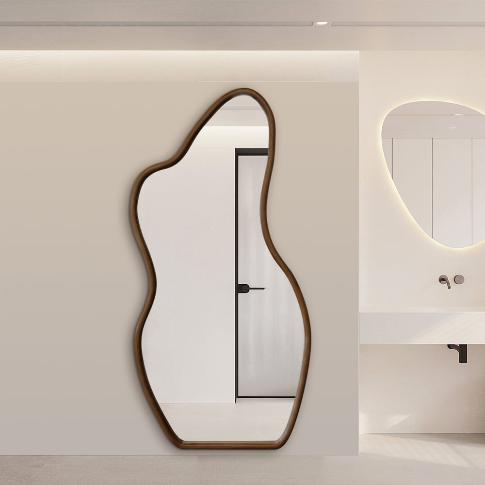 Irregular Wood Framed Mirror